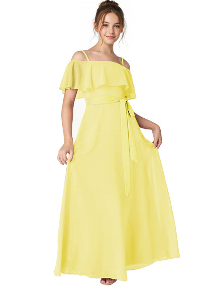 dideyttawl Spaghetti Straps Junior Bridesmaid Dresses for Wedding A-Line Chiffon Pageant Girls Formal Party Dress 003