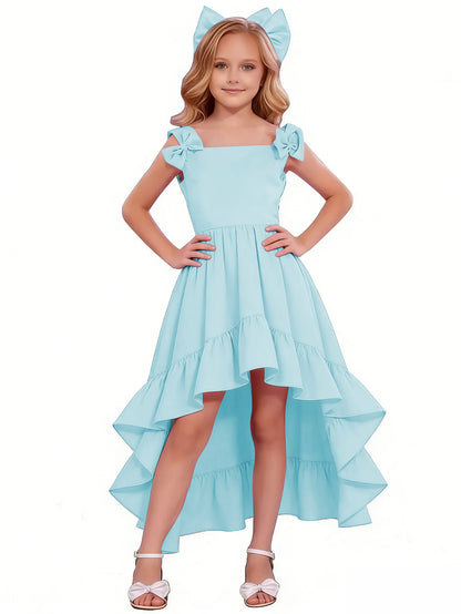 dideyttawl High-Low Junior Bridesmaid Dresses for Girls Chiffon  A-Line Pageant Ball Dress 2636