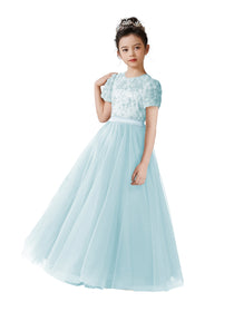 Dideyttawl Puffy Sleeves Flower Girl Dress Birthday Party Dress for Girls