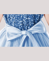 Baby Blue Sequin A-line Girls Formal Dress Front View