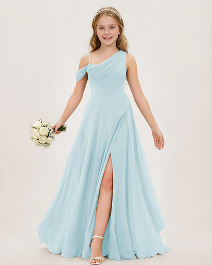 Baby Blue Chiffon A-line Junior Bridesmaid Dress Front View