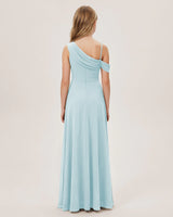 Baby Blue Chiffon A-line Junior Bridesmaid Dress Back View