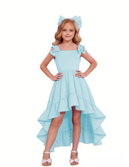 dideyttawl High-Low Junior Bridesmaid Dresses for Girls 4-16 Chiffon  A-Line Pageant Formal Party Ball Dress 2636