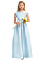Dideyttawl White Junior Bridesmaid Dress Cap Sleeve Satin Ball Gown