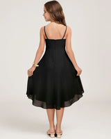 Black Chiffon A-line Junior Bridesmaid Dress Back View