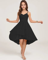 Black Chiffon A-line Junior Bridesmaid Dress Front View