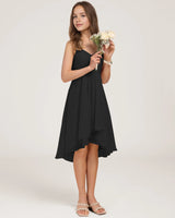Black Chiffon A-line Junior Bridesmaid Dress Front View