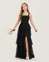 Black Front Chiffon Junior Bridesmaid Dresses