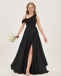 Black Chiffon Junior Bridesmaid Dress