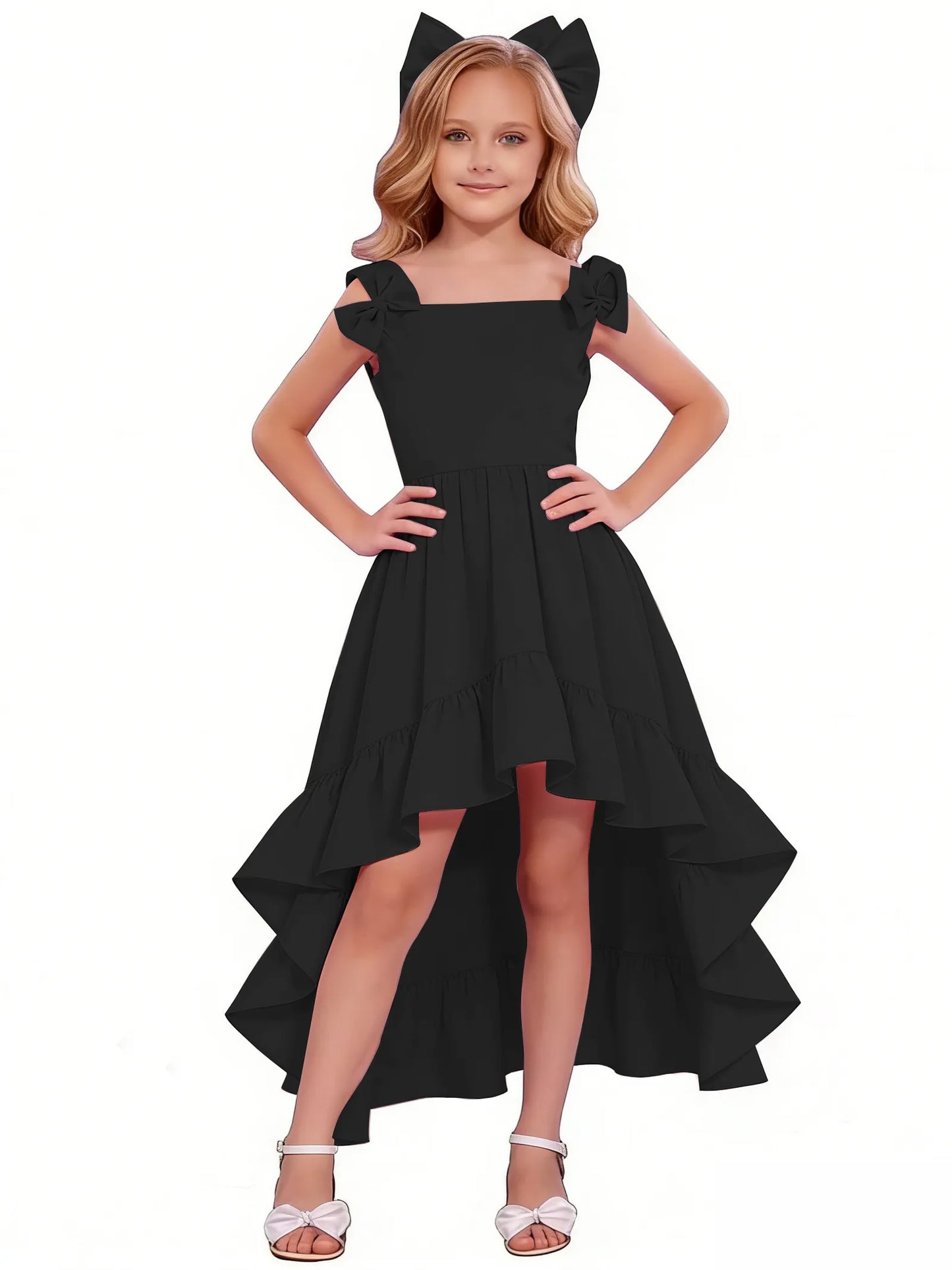dideyttawl High-Low Junior Bridesmaid Dresses for Girls Chiffon  A-Line Pageant Ball Dress 2636