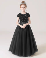 Black Tulle A-line Girls Formal Dress Front View
