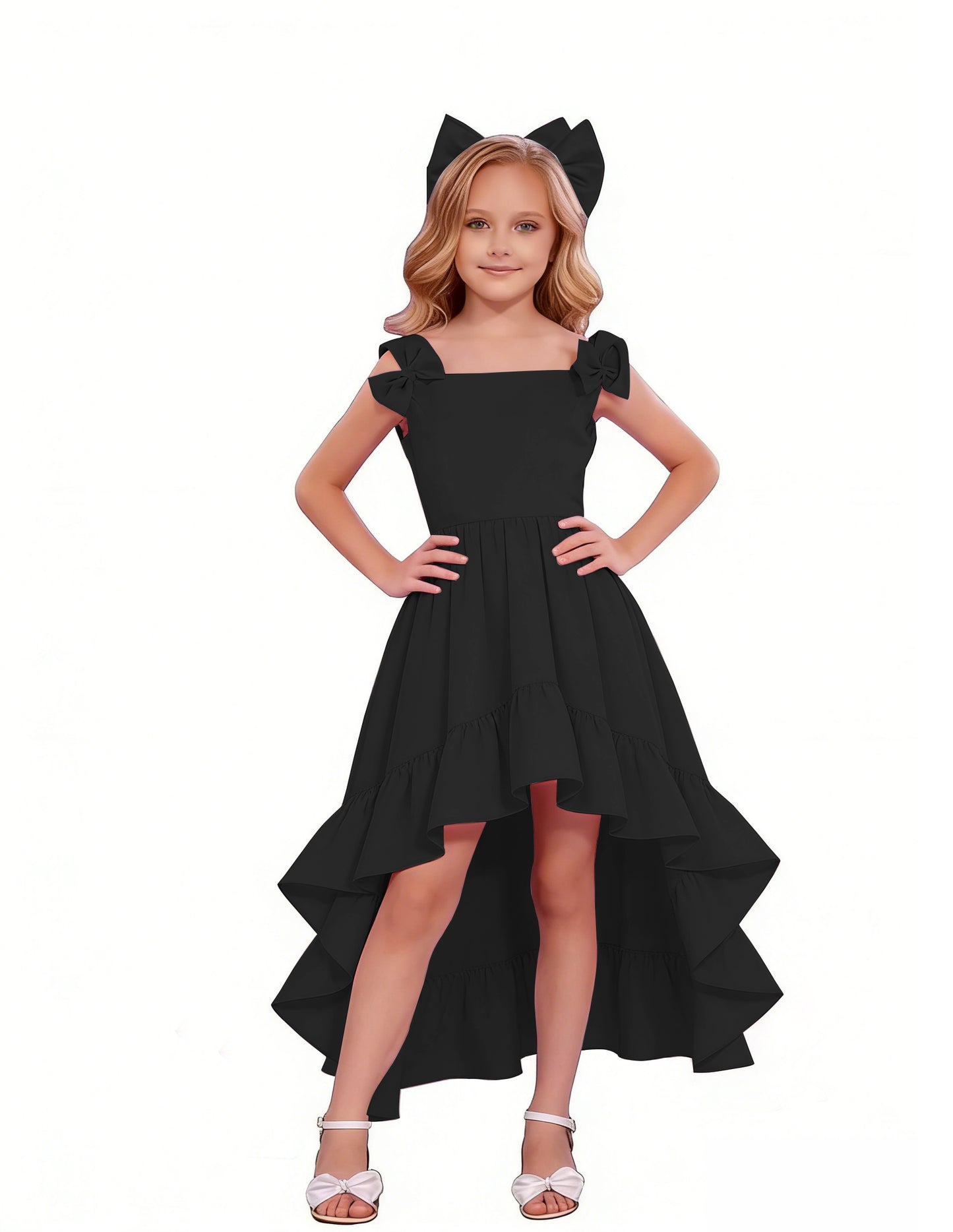dideyttawl High-Low Junior Bridesmaid Dresses for Girls 4-16 Chiffon  A-Line Pageant Formal Party Ball Dress 2636