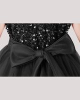 Black Tulle A-line Girls Formal Dress Front View