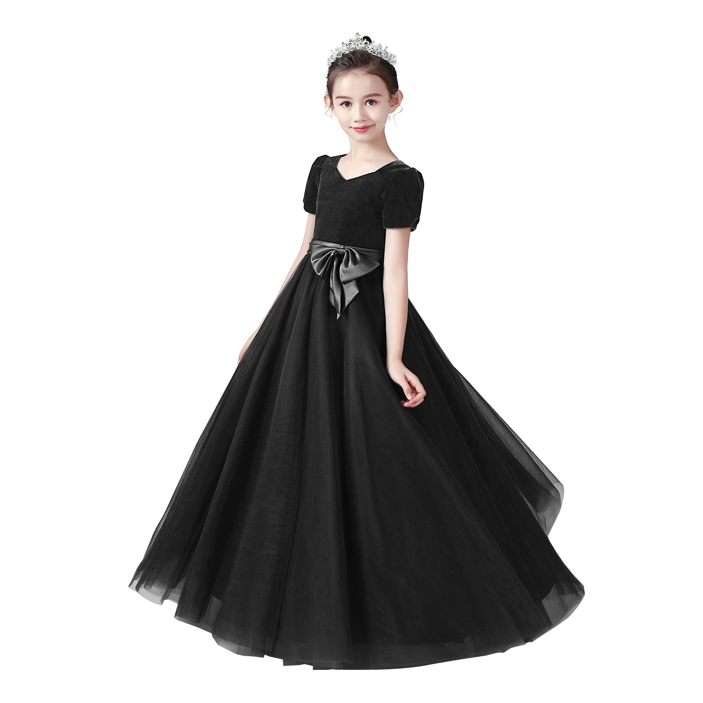 Dideyttawl Girls Christmas Dress Junior Formal Dresses For Special Occasion Elegant V-Neck Party Dress Red Velvet Ball Gown Puff Sleeves, Black / 16 Dideyttawl Girls Christmas Dress Junior Formal Dresses For Special Occasion Elegant V-Neck Party Dress Red Velvet Ball Gown Puff Sleeves, Black / 16
