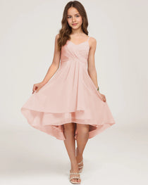 Front Blush Pink Chiffon Junior Bridesmaid Dress
