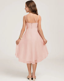 Back Blush Pink Chiffon Junior Bridesmaid Dress