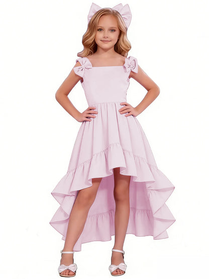 dideyttawl High-Low Junior Bridesmaid Dresses for Girls Chiffon  A-Line Pageant Ball Dress 2636