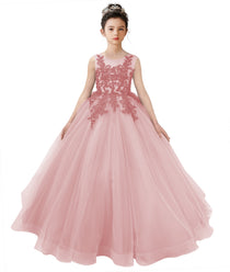 Dideyttawl 2026 Spring Lace Appliqué Ruffle Tulle Pageant Dress Ball Gown 1st Communion Formal Dress Pageant Birthday Party Dress