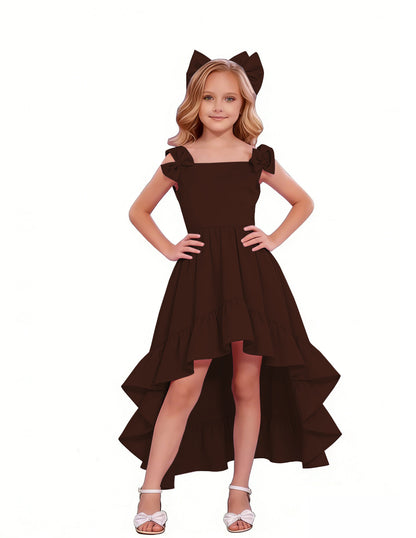 dideyttawl High-Low Junior Bridesmaid Dresses for Girls 4-16 Chiffon  A-Line Pageant Formal Party Ball Dress 2636
