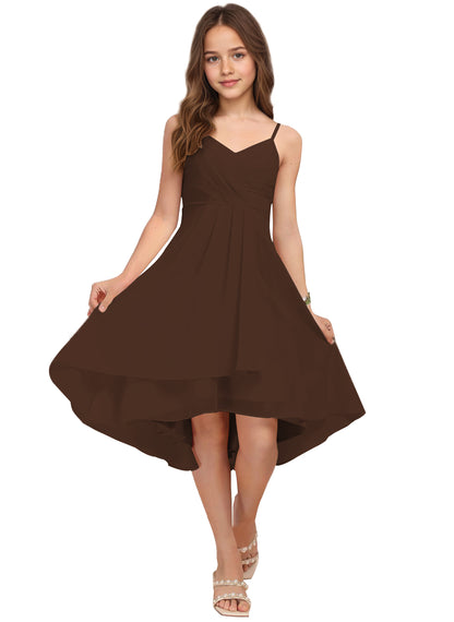 Chiffon Short Junior Bridesmaid Dresses Knee Length Sleeveless Flower Girl Dresses for 4-16 2504