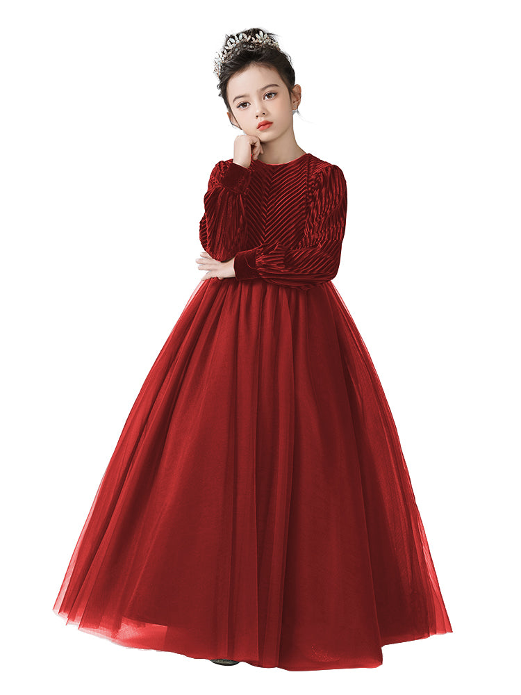 Dideyttawl Girls Velvet Flower Girl Dress Elegant Formal Dress Lantern Long Sleeves Girls Birthday Party Dress, Fuchsia / 8 Dideyttawl Girls Velvet Flower Girl Dress Elegant Formal Dress Lantern Long Sleeves Girls Birthday Party Dress, Fuchsia / 8