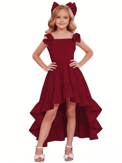 dideyttawl High-Low Junior Bridesmaid Dresses for Girls Chiffon  A-Line Pageant Ball Dress 2636