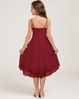 Burgundy Chiffon A-line Junior Bridesmaid Dress Back View
