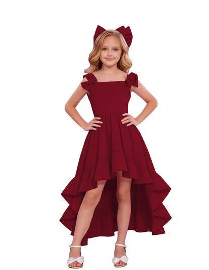 dideyttawl High-Low Junior Bridesmaid Dresses for Girls 4-16 Chiffon  A-Line Pageant Formal Party Ball Dress 2636