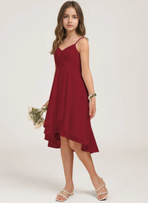 Side Burgundy Chiffon Junior Bridesmaid Dress