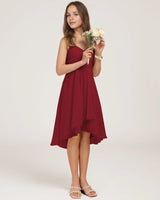 Burgundy Chiffon A-line Junior Bridesmaid Dress Front View