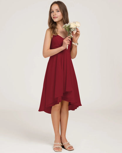 Side Burgundy Chiffon Junior Bridesmaid Dress