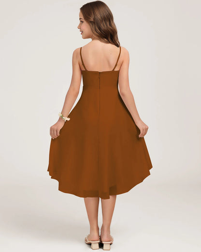 Back Burnt Orange Chiffon Junior Bridesmaid Dress