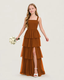 Burnt Orange Front Chiffon Junior Bridesmaid Dresses