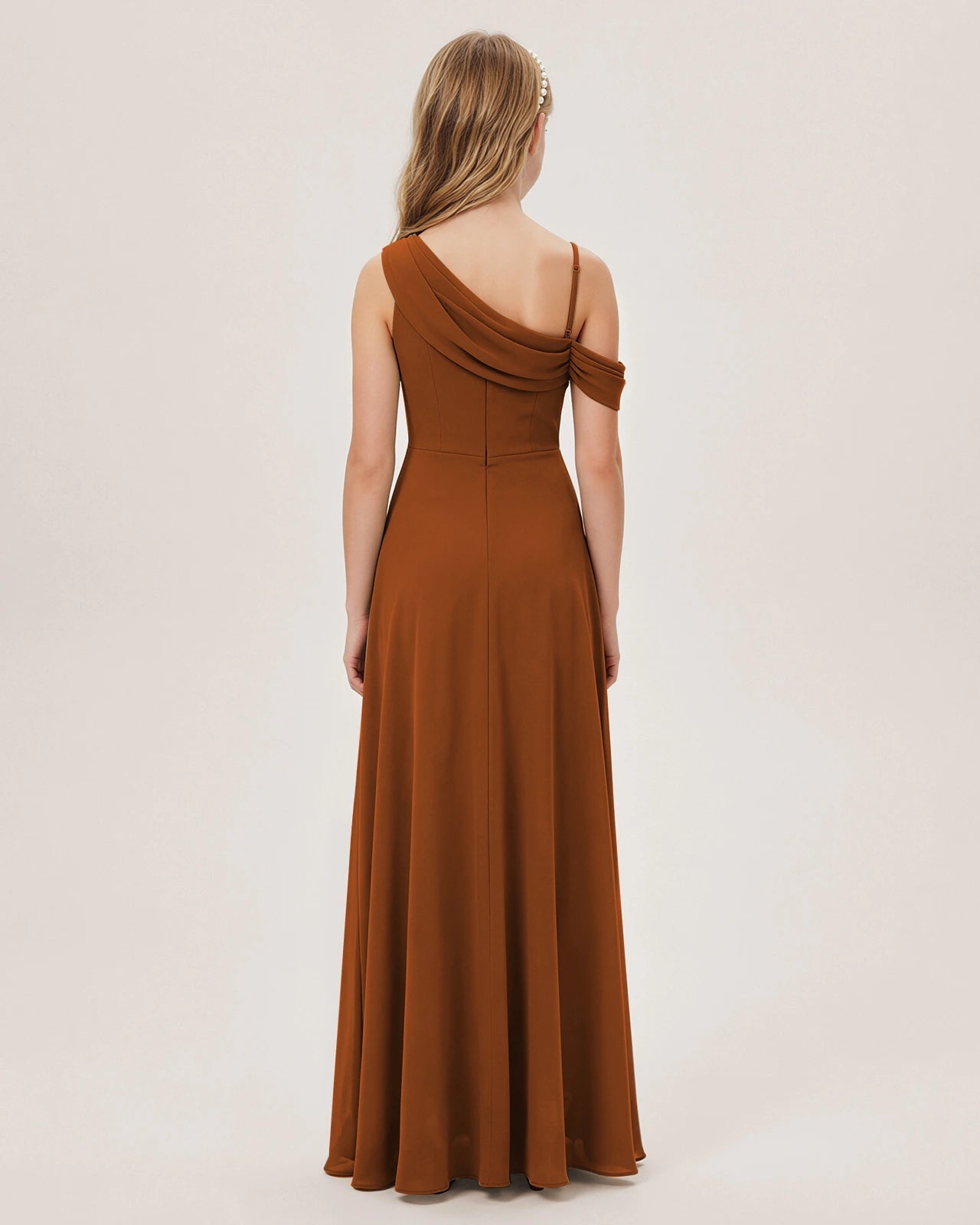 Burnt Orange Chiffon A-line Junior Bridesmaid Dress Back View