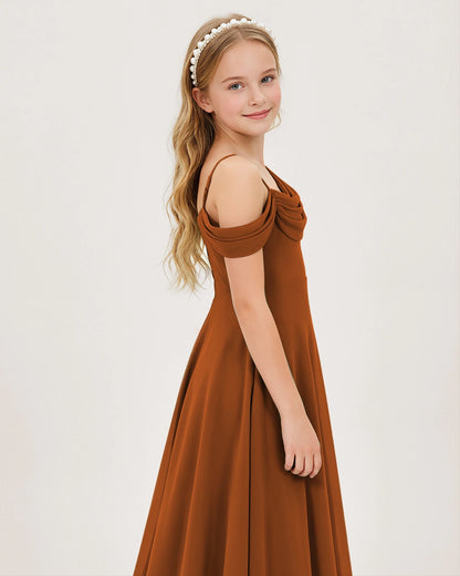 Burnt Orange Chiffon A-line Junior Bridesmaid Dress Side View