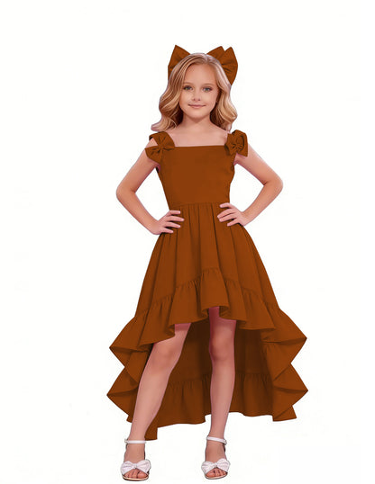 dideyttawl High-Low Junior Bridesmaid Dresses for Girls 4-16 Chiffon  A-Line Pageant Formal Party Ball Dress 2636