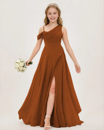 Burnt Orange Chiffon Junior Bridesmaid Dress