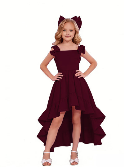 dideyttawl High-Low Junior Bridesmaid Dresses for Girls 4-16 Chiffon  A-Line Pageant Formal Party Ball Dress 2636