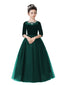 Dideyttawl Girls Formal Dress with Half Sleeves Velvet Bodice and Sparkly Tulle Skirt