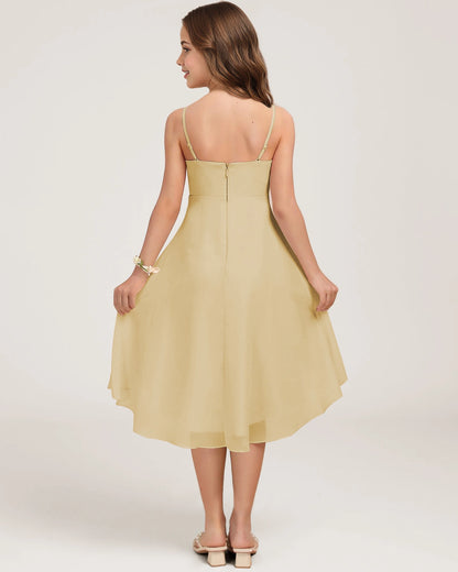 Back Champagne Chiffon Junior Bridesmaid Dress
