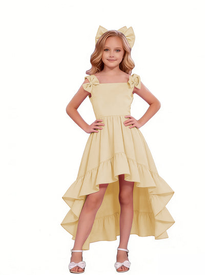 dideyttawl High-Low Junior Bridesmaid Dresses for Girls 4-16 Chiffon  A-Line Pageant Formal Party Ball Dress 2636