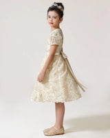 Champagne Lace A-line Girls Formal Dress Side View