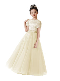 Dideyttawl Puffy Sleeves Girls Formal Dress Birthday Party Dress for Girls