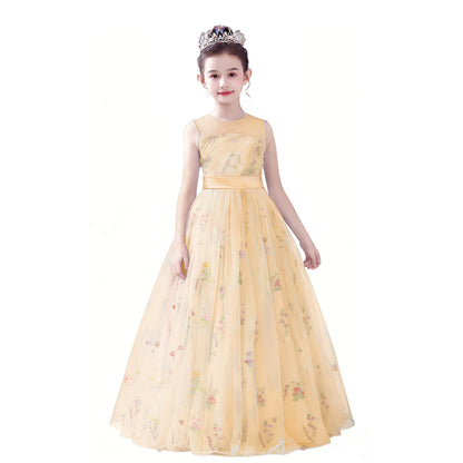 dideyttawl 2026 Fairy Dress for Girls Floral Tulle Flower Girl Dresses Long Sleeveless Jr Bridesmaid Prom Gown 2554