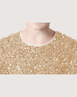 Champagne Sequined A-line Girls Formal Dress Front View