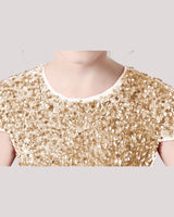 Champagne Sequin A-line Girls Formal Dress Front View