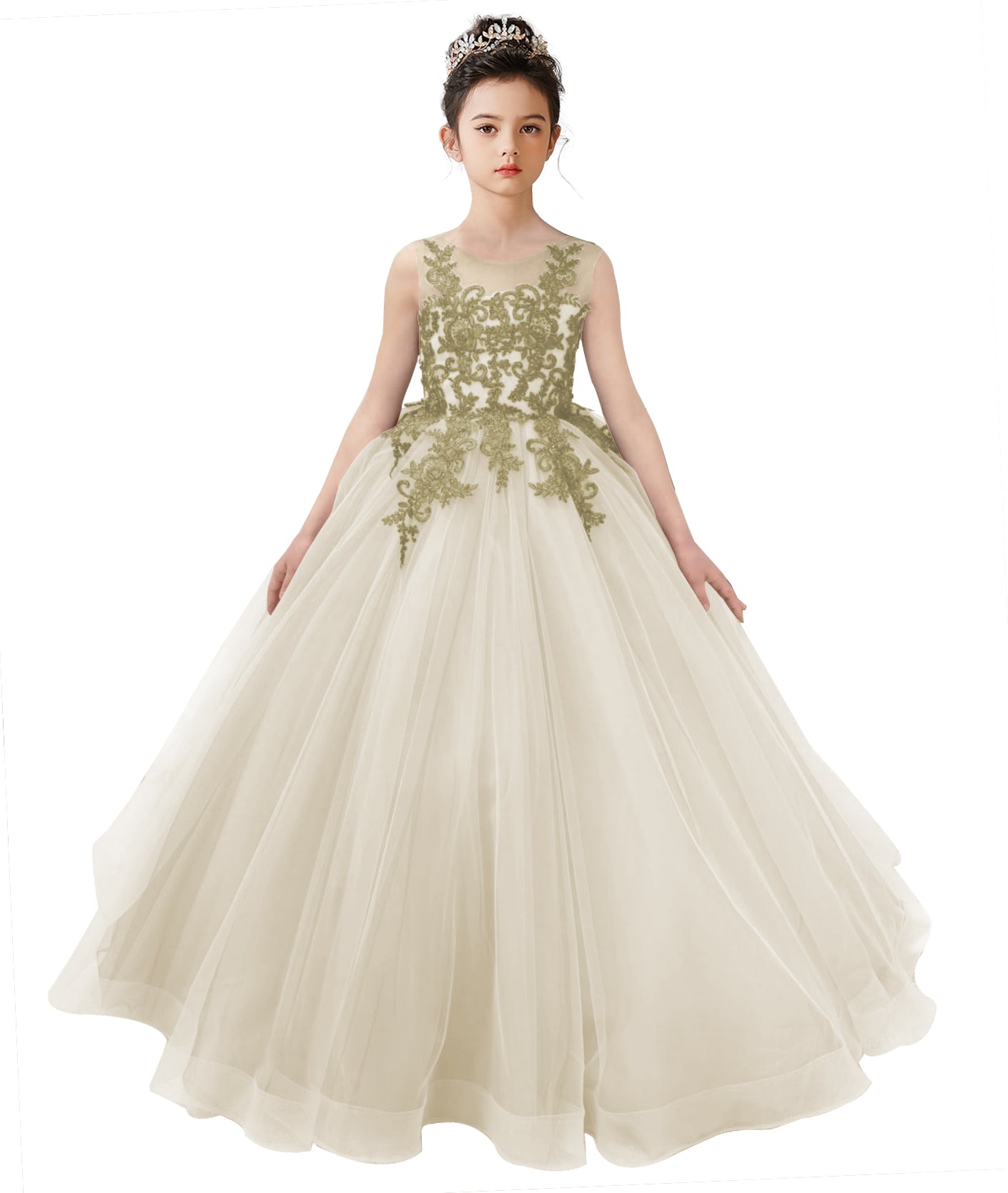 2025 Spring Ruffle Tulle Flower Girl Dress Ball Gown 1st Communion Formal Dress Pageant Birthday Party Dress