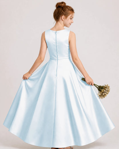 Baby Blue Satin Junior Bridesmaid Dress