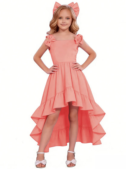 dideyttawl High-Low Junior Bridesmaid Dresses for Girls Chiffon  A-Line Pageant Ball Dress 2636