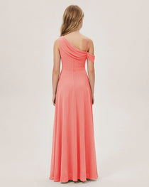 Coral Chiffon Junior Bridesmaid Dress